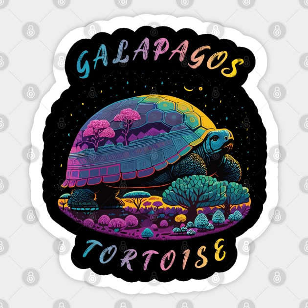 Galapagos Tortoise In Galapagos, With Trees, Creative Sticker by Marvinor